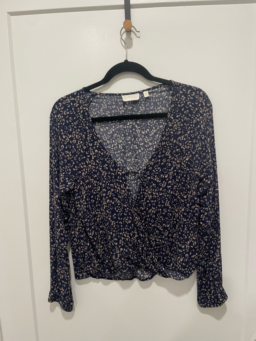 Women's Navy Leopard-Print Blouse